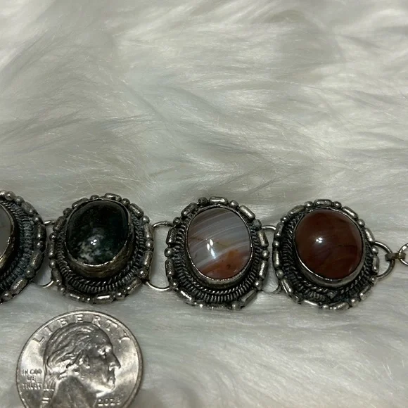 Elegant Silver and Multicolor Gemstone Bracelet - Picture 3 of 8